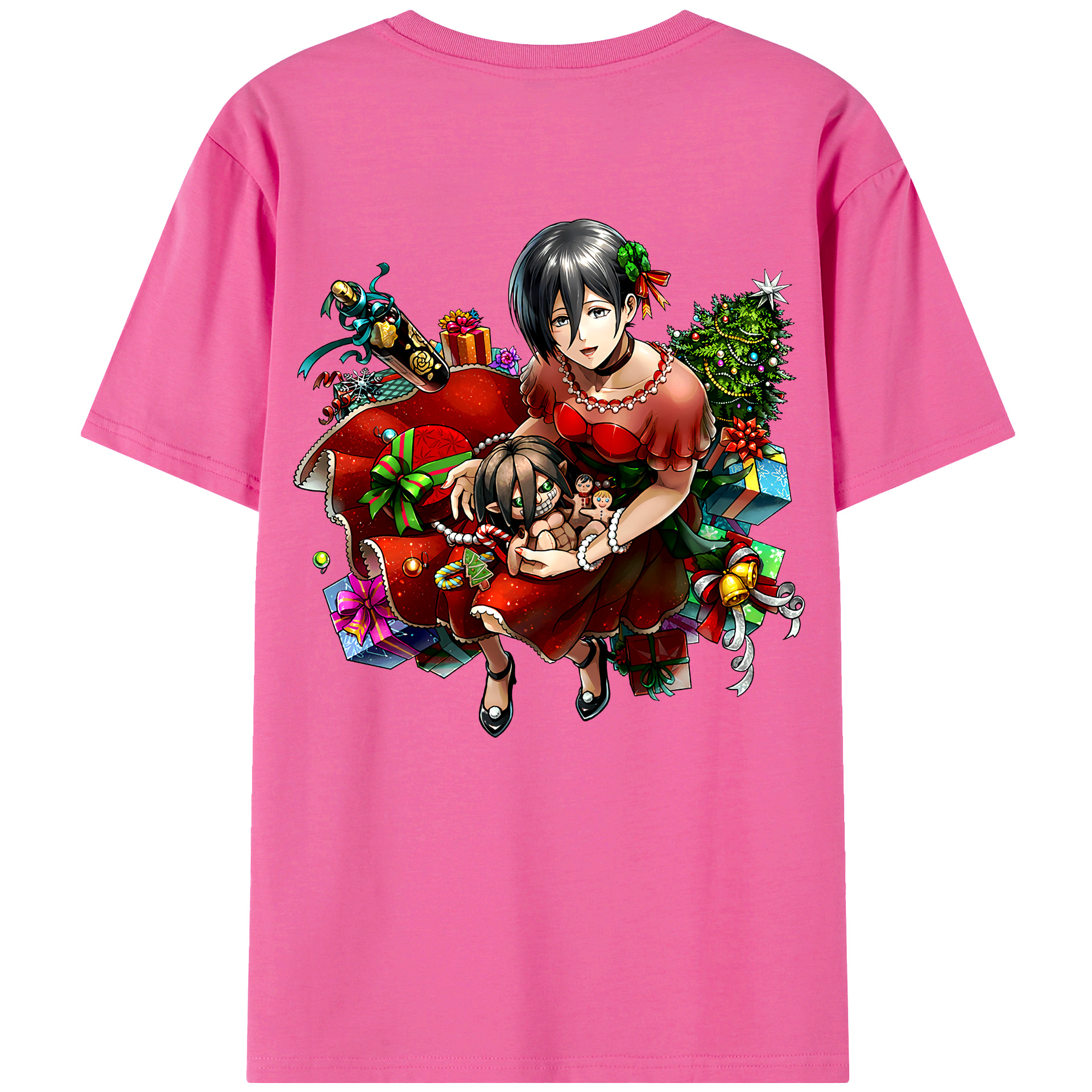 （画像用） 進撃の巨人 ミカサ·アッカーマン Attack on Titan Mikasa Ackerman レディース半袖Tシャツ(バックプリント)